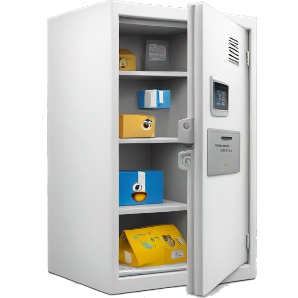 smart package locker, white, with screen emoji