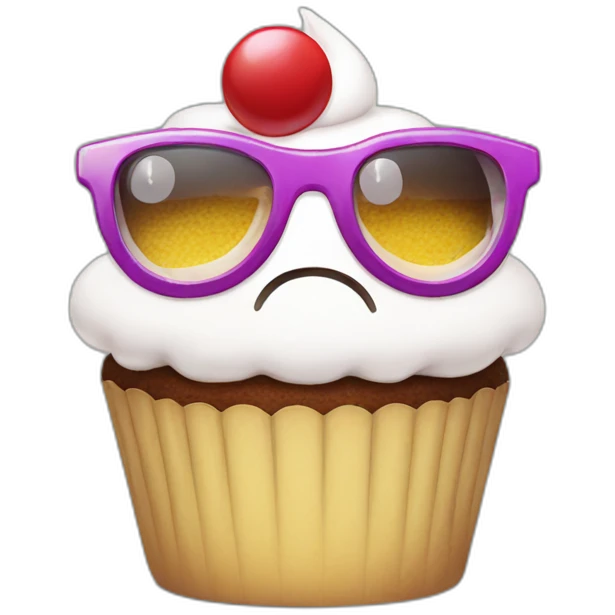 cupcake with cool 8 bit glasses emoji