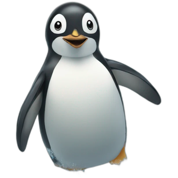 penguin swimming in the waves emoji