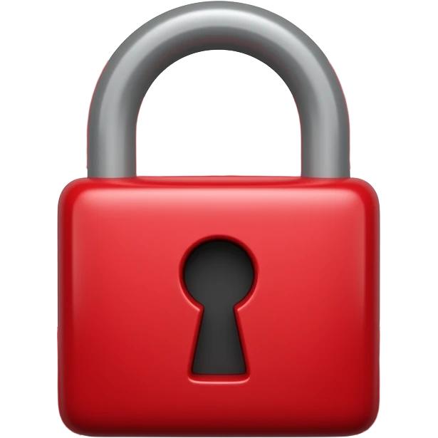 A red padlock with a dark gray steel shaft. A medium gray circle with a red  X on the body emoji