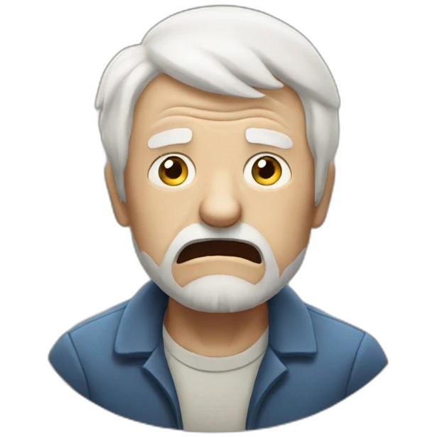 Old man with White bear scared emoji