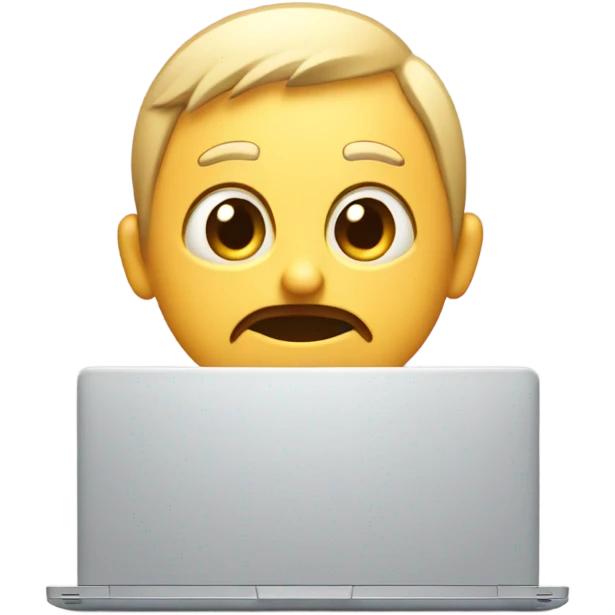 laptop with embarrassed face emoji