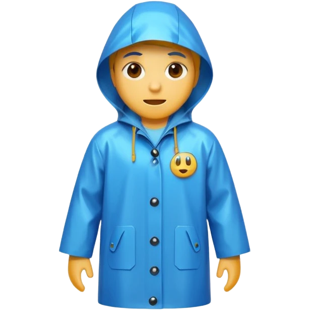 blue raincoat, just rain coat, negative: character. emoji