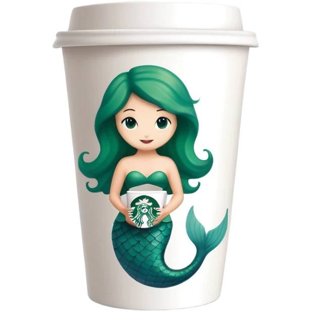 Starbucks coffee cup with green mermaid logo emoji