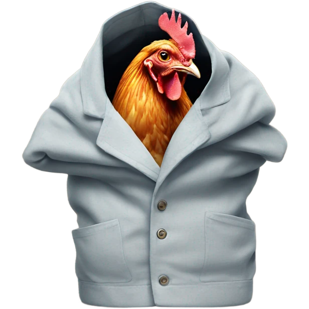 Chicken hiding under clothes emoji
