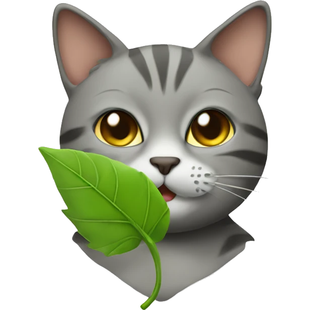 cat with leaf and smoke  emoji