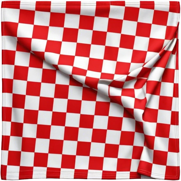 A checkered cloth, resembling a small hand towel, with a classic, patterned design in alternating squares of color emoji