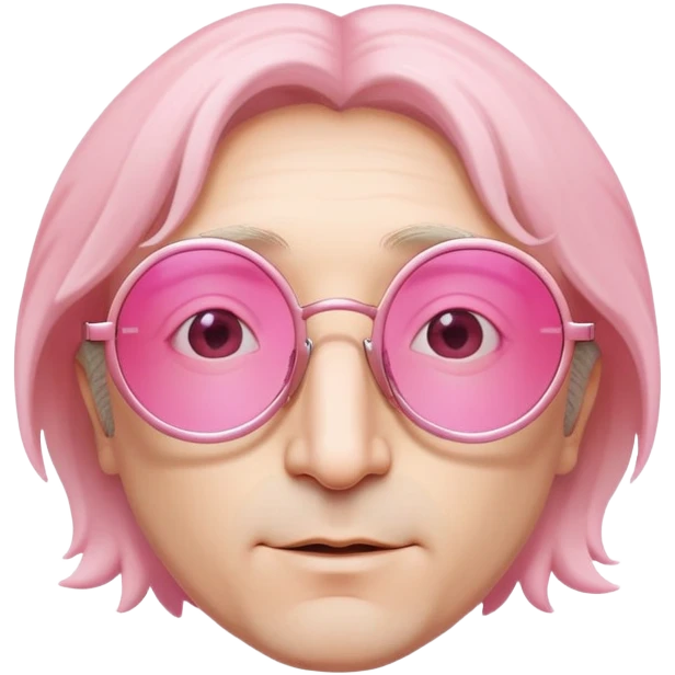 pink round glasses, circular frames with pink gradient lenses, john lennon style emoji