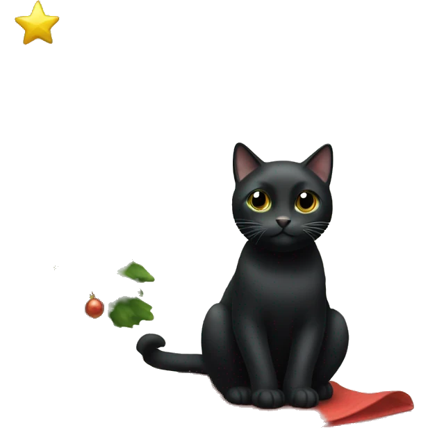 Black cat with Christmas tree emoji