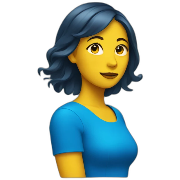 Woman in blue and yellow emoji