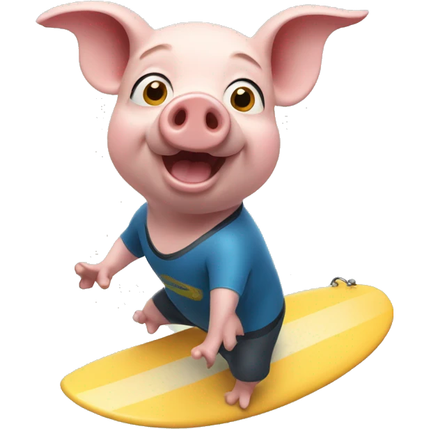 Surfing pig emoji