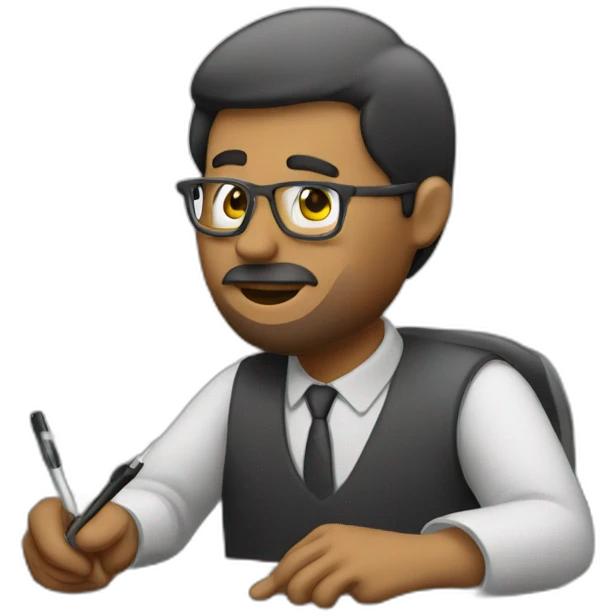 Man writing on a marker board emoji