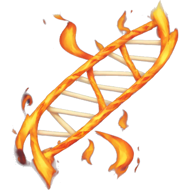 DNA strand with flames emoji