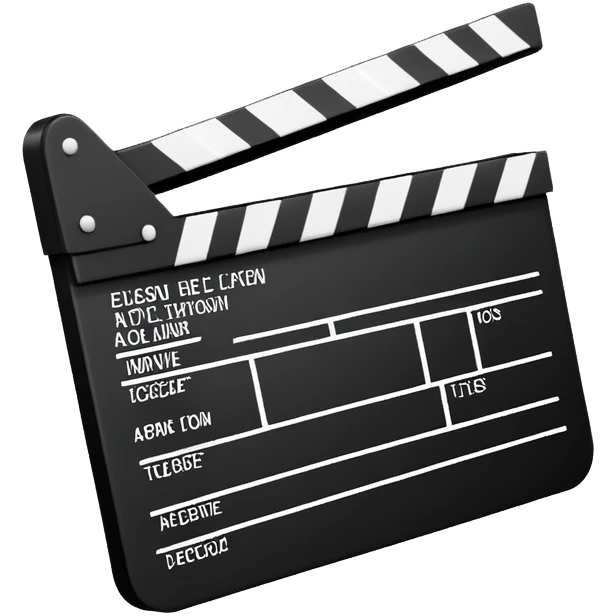 ultra simplified movie clapper with rectangular shapes at 45 degree angle, stripped of all details, pure geometric emoji