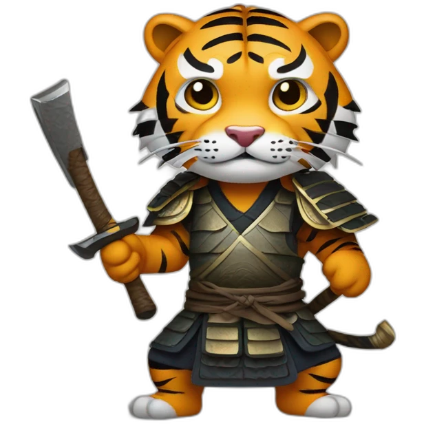 Tiger samurai holding axe emoji