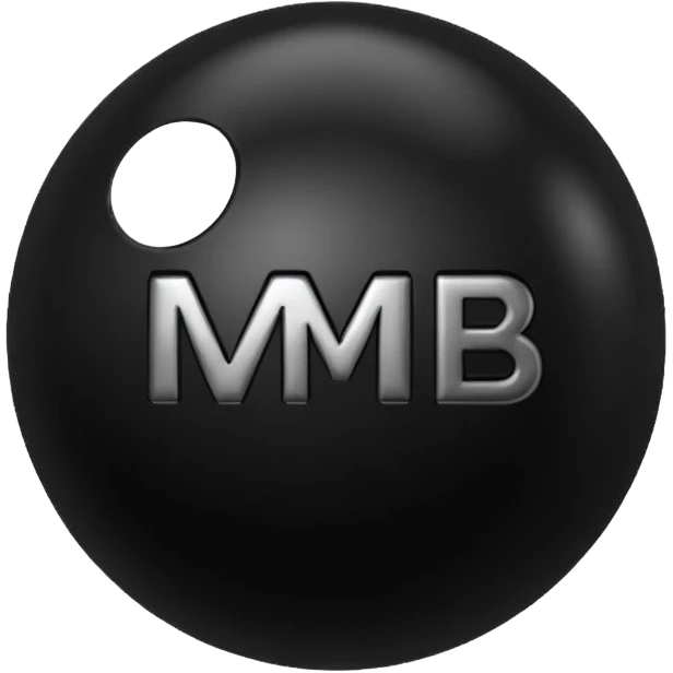 Black Ball with MB written on it. Nothing else no holes. emoji