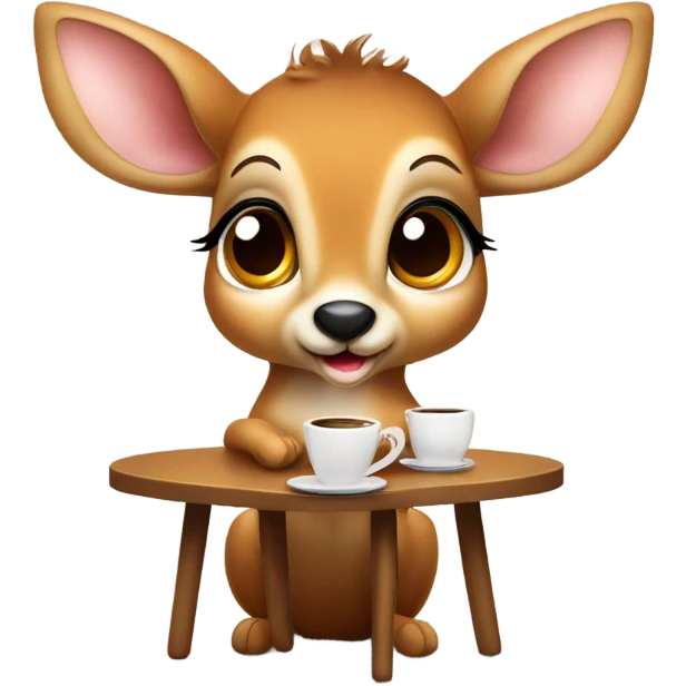 Baby deer drinking coffee emoji