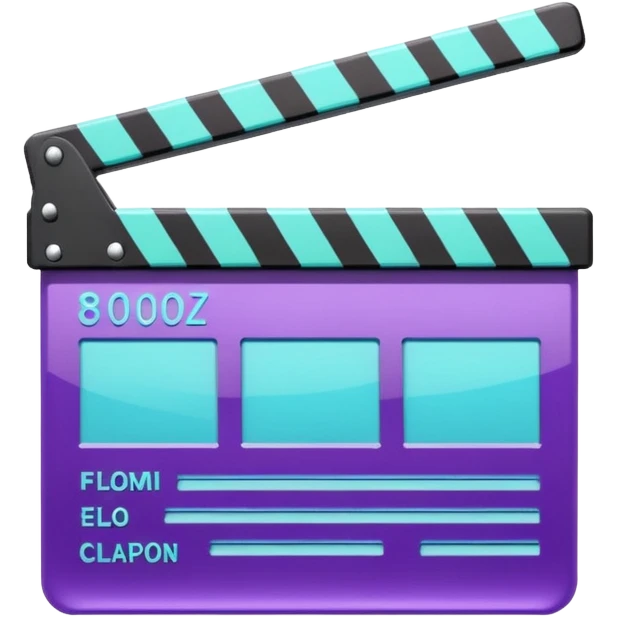 Glitter purple and cian clapperboard emoji