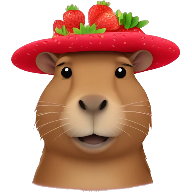 Capybara with strawberry hat emoji