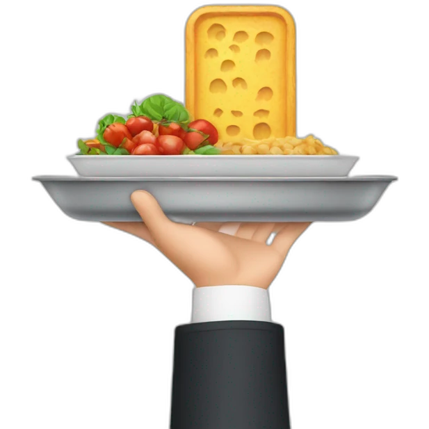 hand holding a tray with food in it emoji