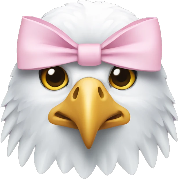 Bald eagle wearing light pink bow emoji