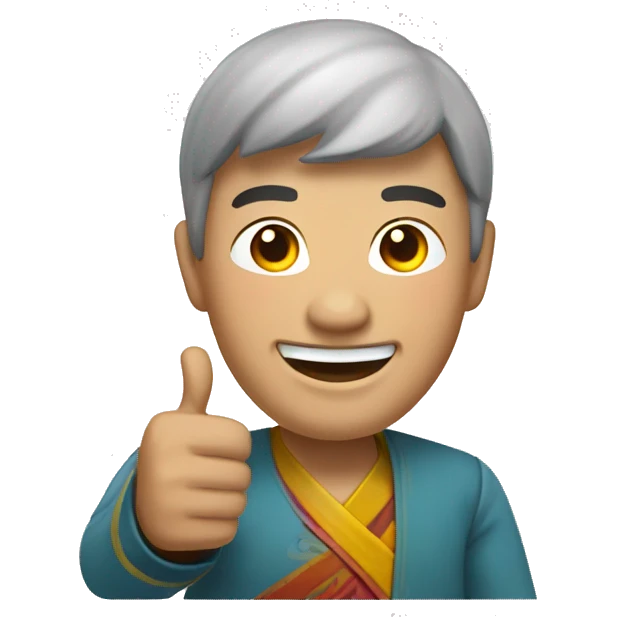 Smiling Mongolian man showing thumbs up  emoji