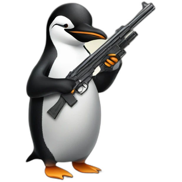 pinguin with a gun emoji