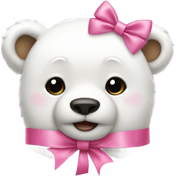 White bear with pink bow  emoji