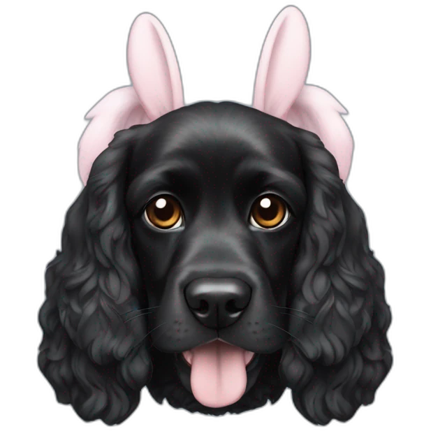 black cocker spaniel with bunny ears emoji