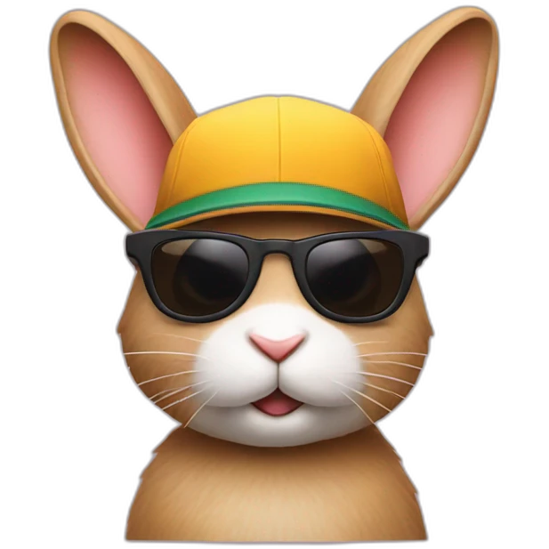 Rabbit with cap and sunglasses emoji