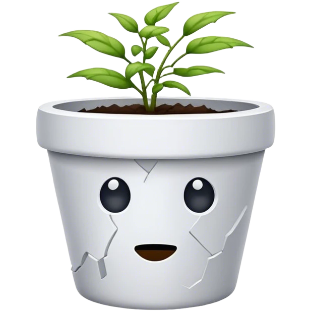 Smashed white plant pot emoji