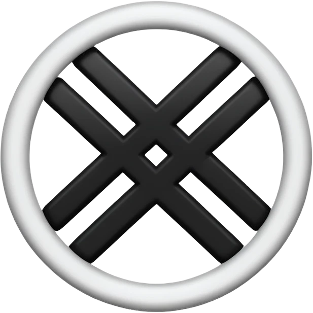 Circle and outside of it an X emoji