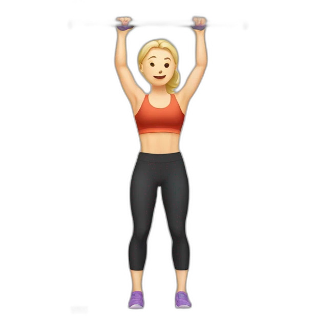 white woman doing pull-ups emoji