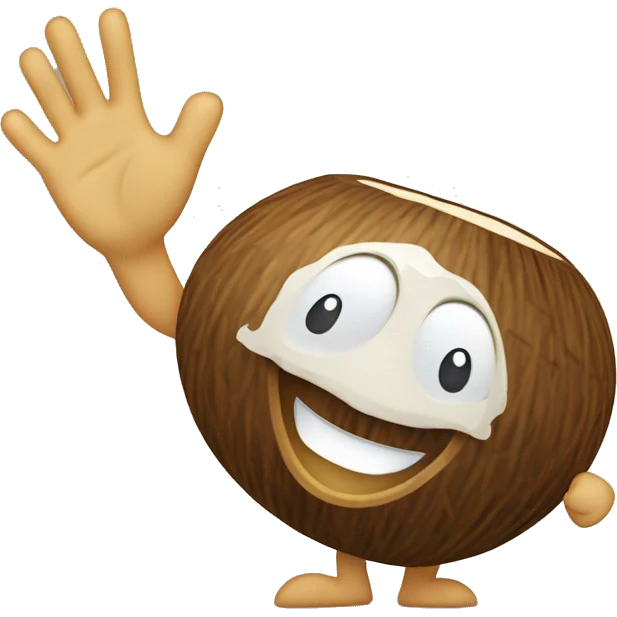 Happy clapping cartoon coconut emoji