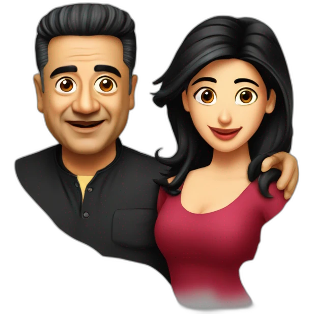 Kamal hassan with shruti hassan emoji