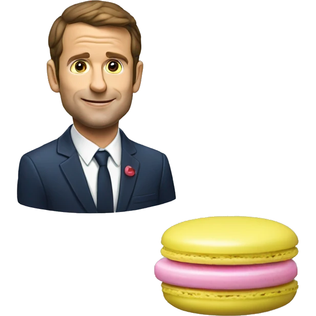 Macron mange un macaron emoji