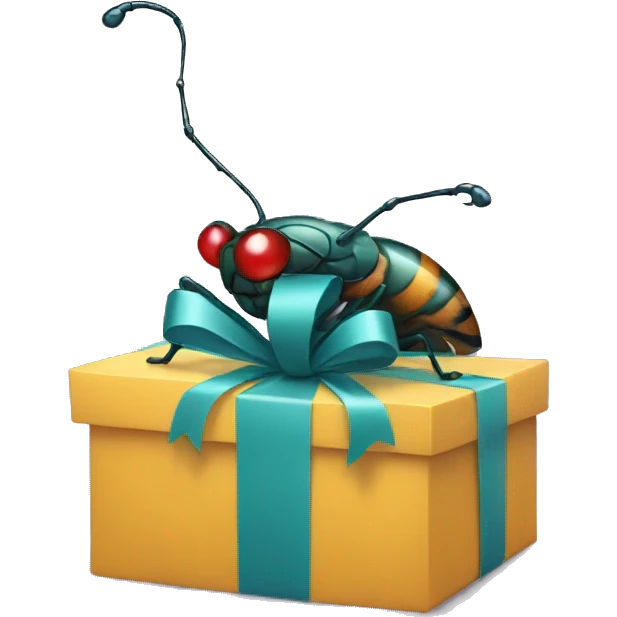 bug coming out of a gift emoji