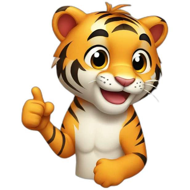 A cute tiger smiling and giving a thumbs up emoji