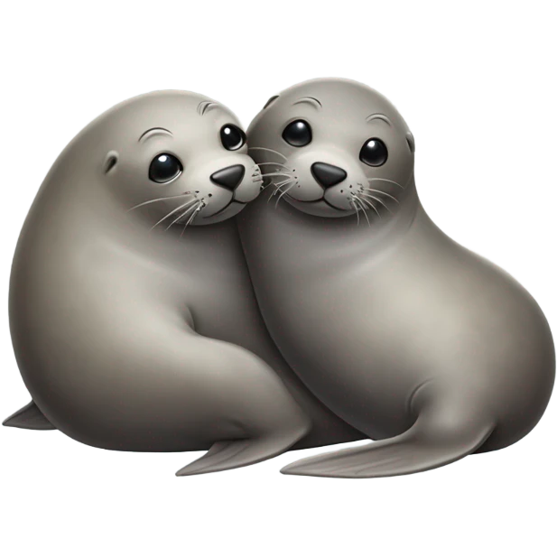 two seals hugging emoji