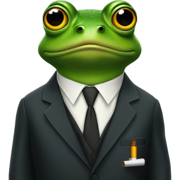 Frog with a suit and a cigarette  emoji