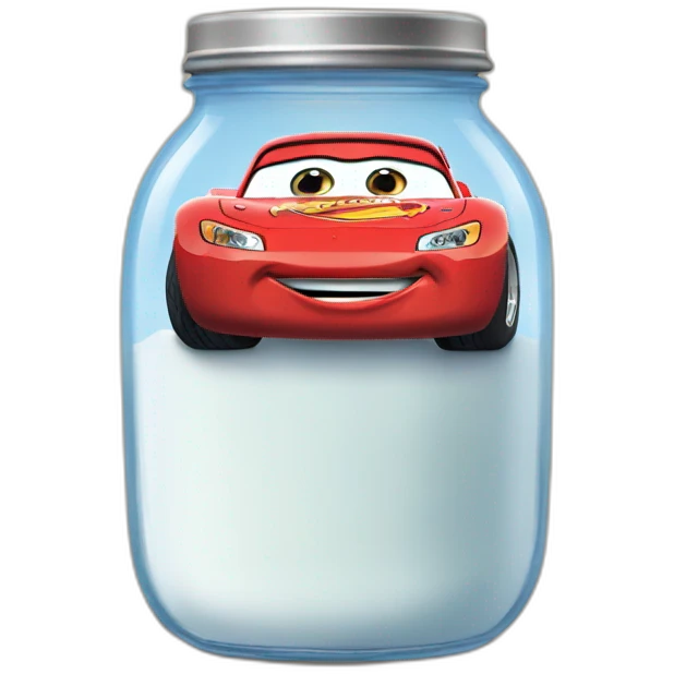 Lightning McQueen in jar with milk emoji
