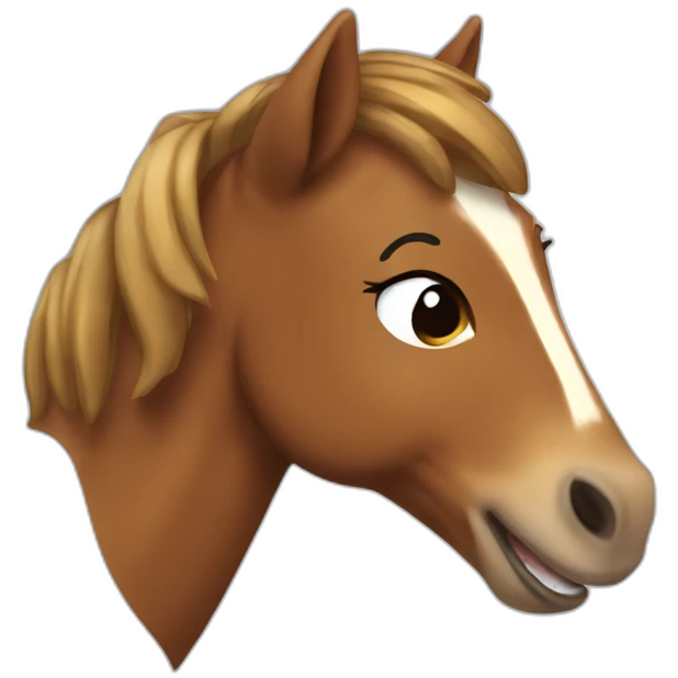 Laughing brown pony emoji