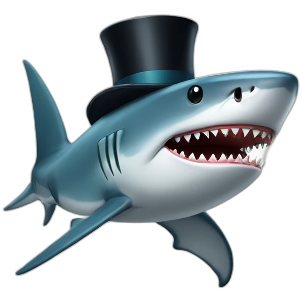Shark with a top hat emoji