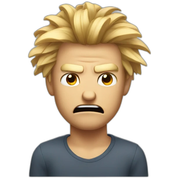 An angry man that His hands are between his hairs and want to pull his hairs strongly emoji