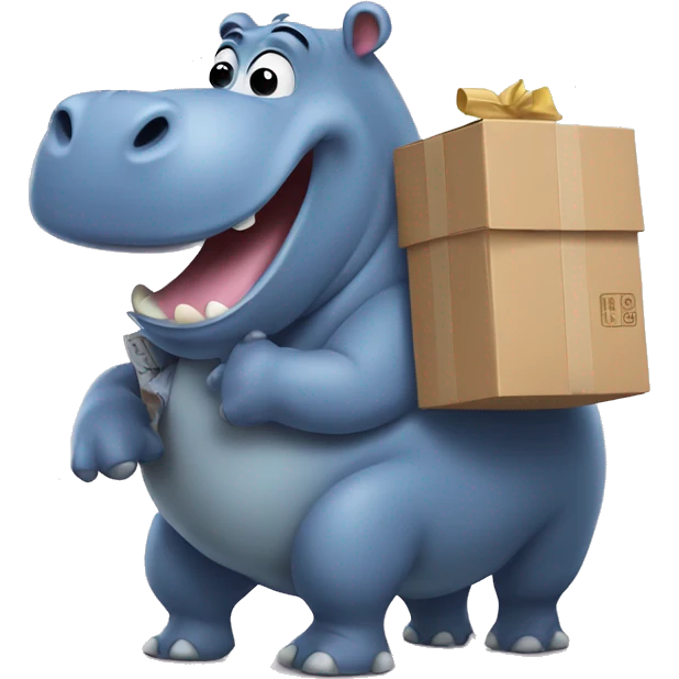 hippo delivering a package emoji