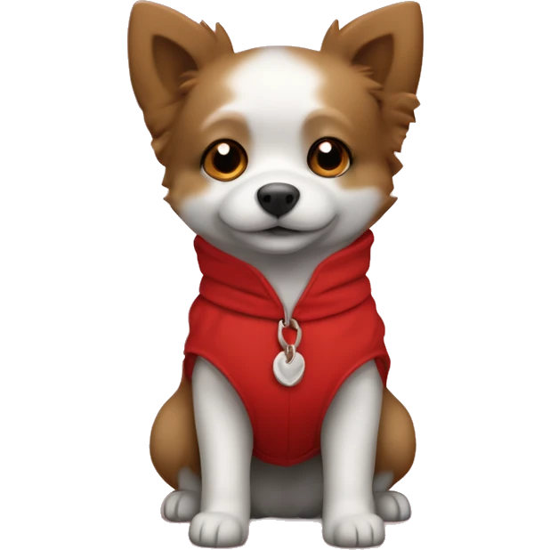 Piccolo cagnolino Pomerania con vestitino a quadretti rosso e fiocchetto  emoji