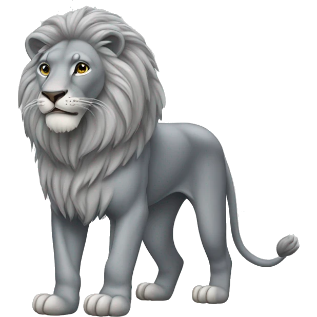 Grey Lion on hind legs emoji