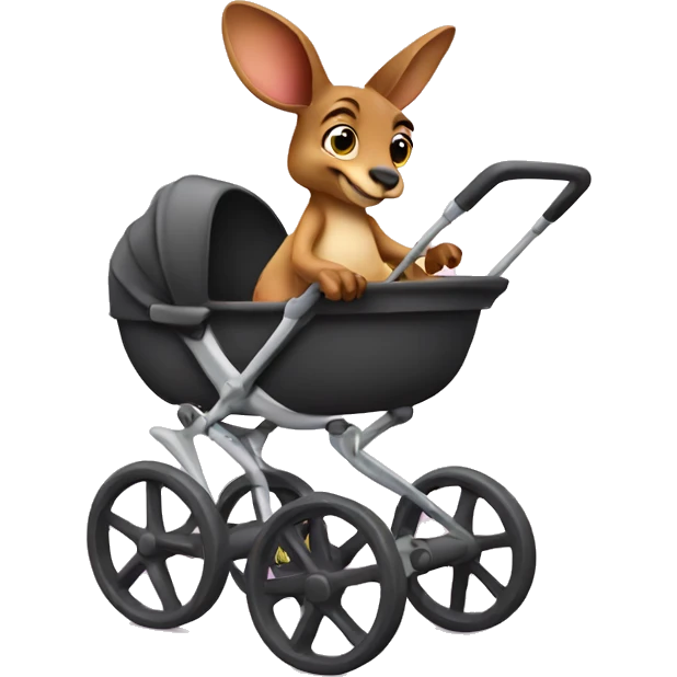 kangaroo sitting in a baby stroller emoji