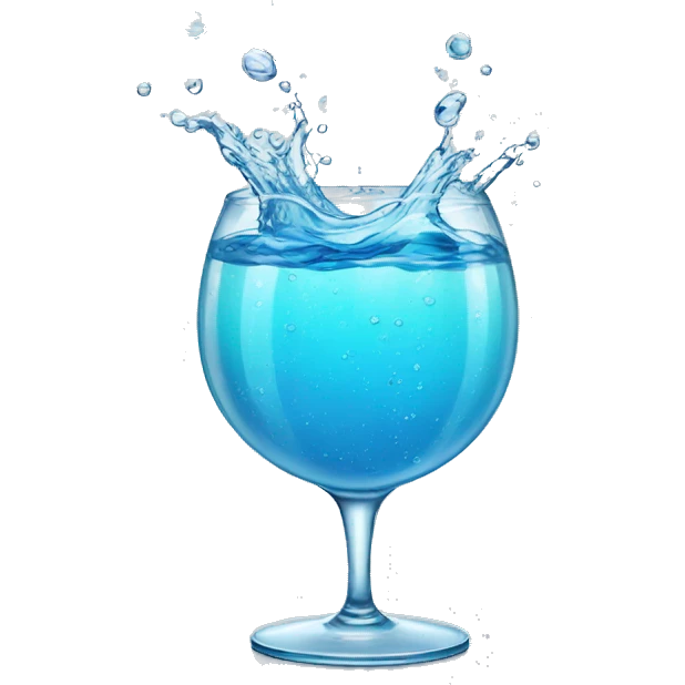 Sparkling splashing clear water in a clear glass  emoji
