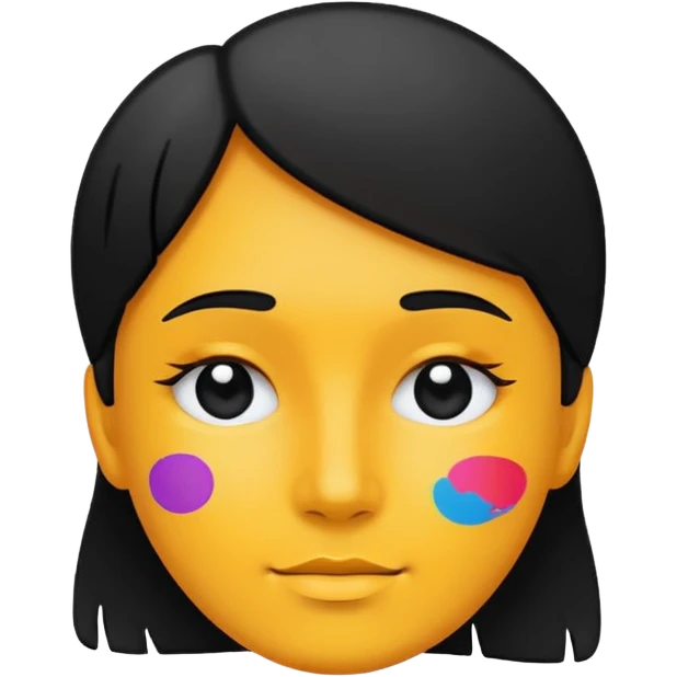 The emoji should represent transforming a photo into art. Center: a simple silhouette of a face or portrait. Around the face: small artistic brush strokes or palette dots to symbolize painting. Style: flat emoji style, highly recognizable at small size emoji